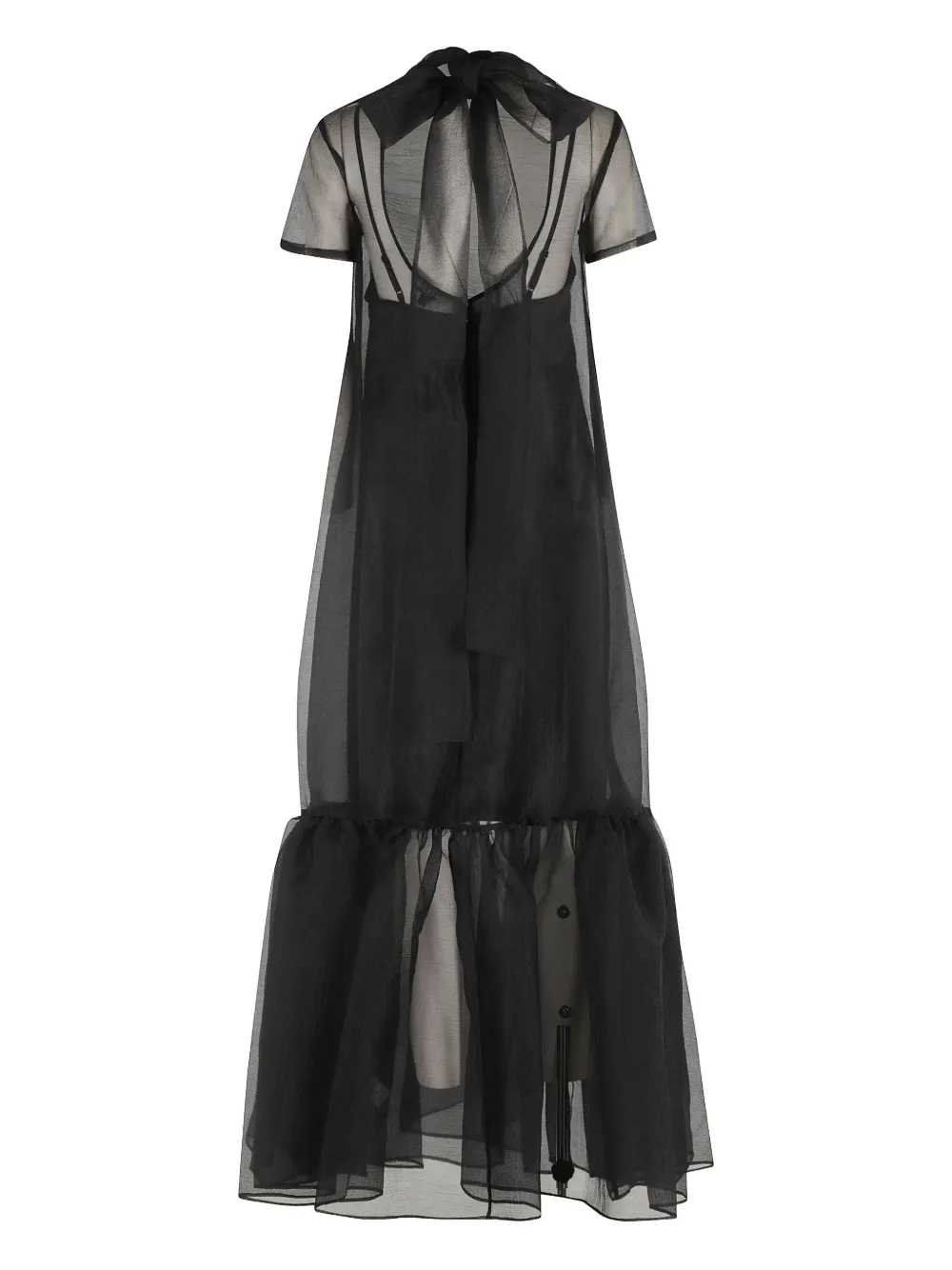 Staud Sheer Ruffled Maxi Dress In Black