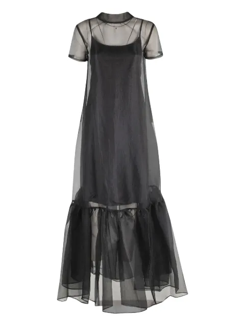 STAUD Rüschenkleid mit Sheer-Effekt