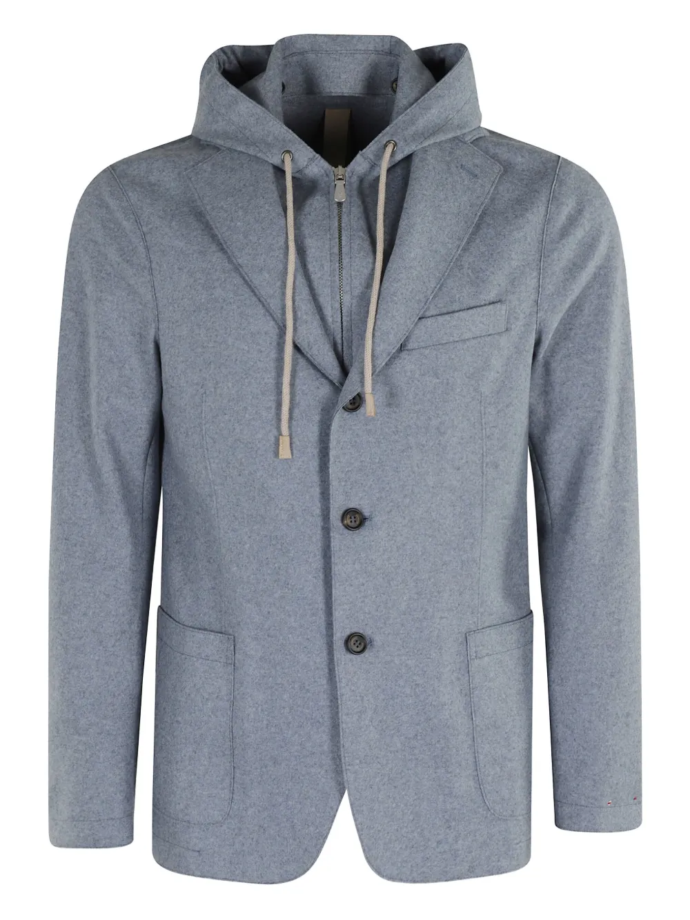 Eleventy Jack met capuchon en drie knopen Blauw