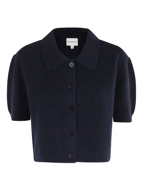 HERSKIND ribbed-knit polo cardigan