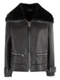 DONDUP shearling-collar leather jacket - Black