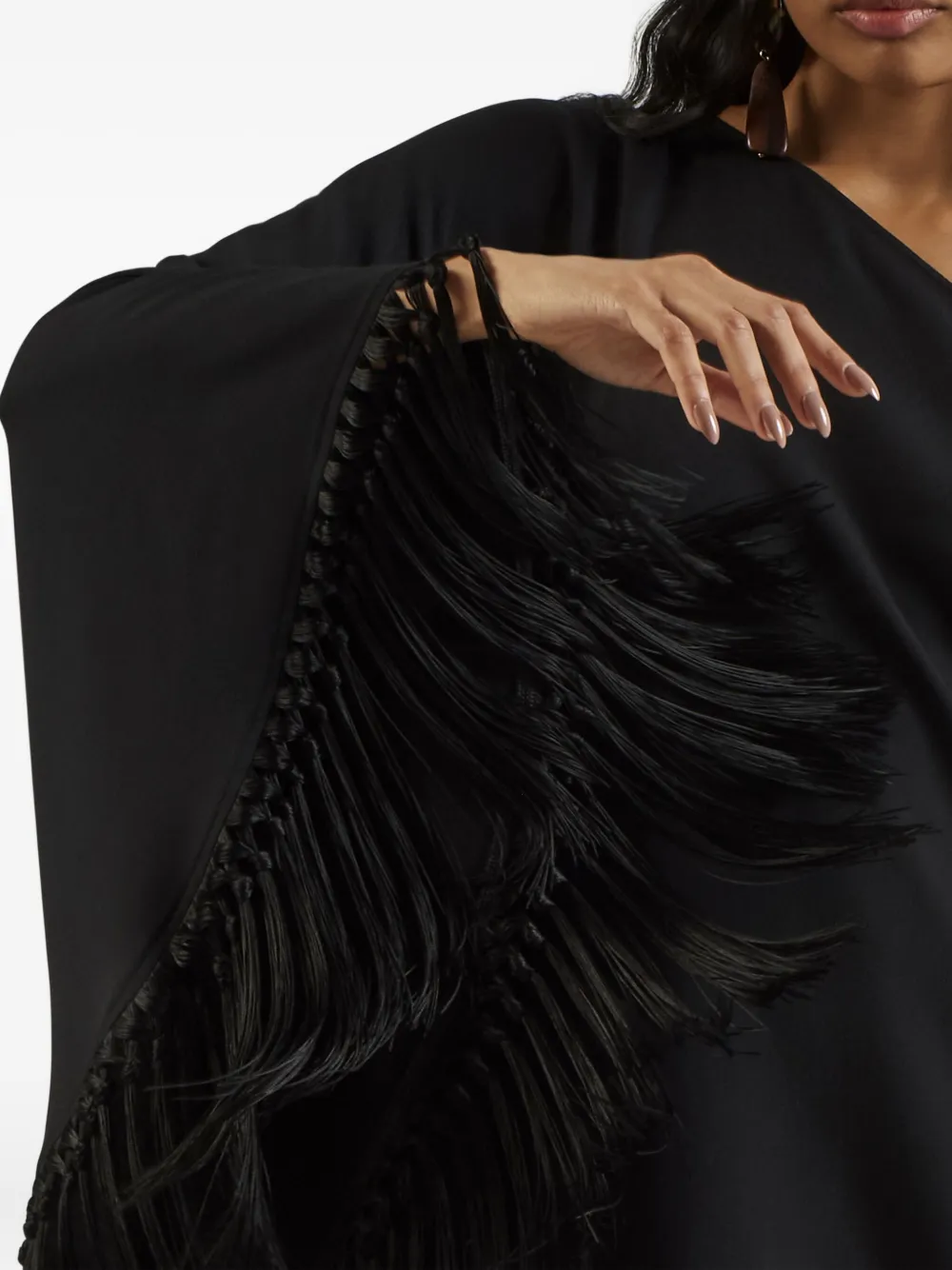 Taller Marmo Piccolo Arno asymmetrische jurk met franje Zwart
