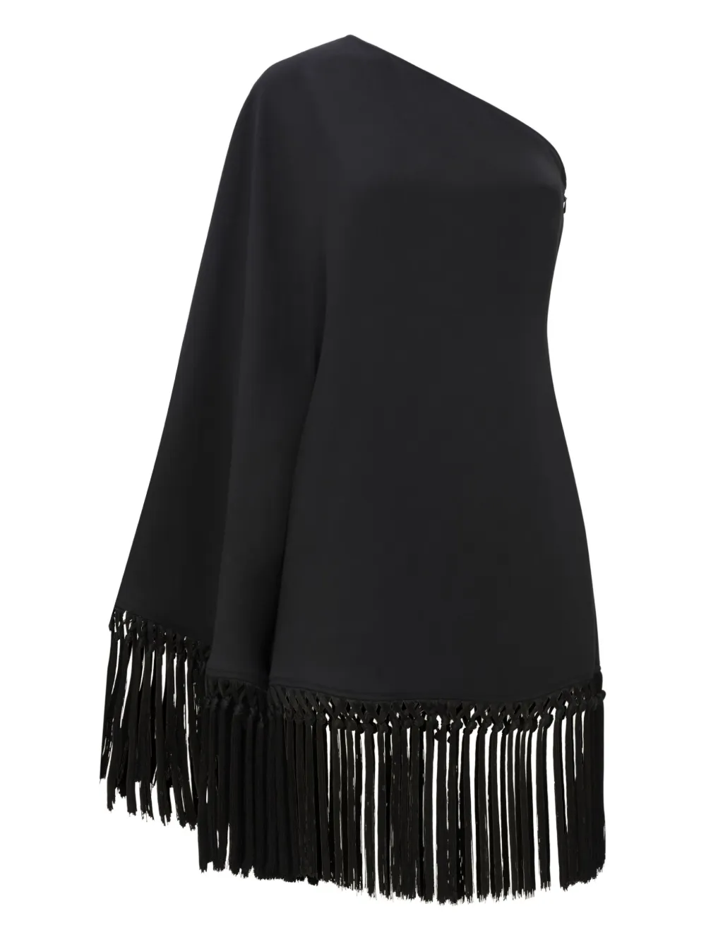 Taller Marmo Piccolo Arno asymmetrische jurk met franje Zwart