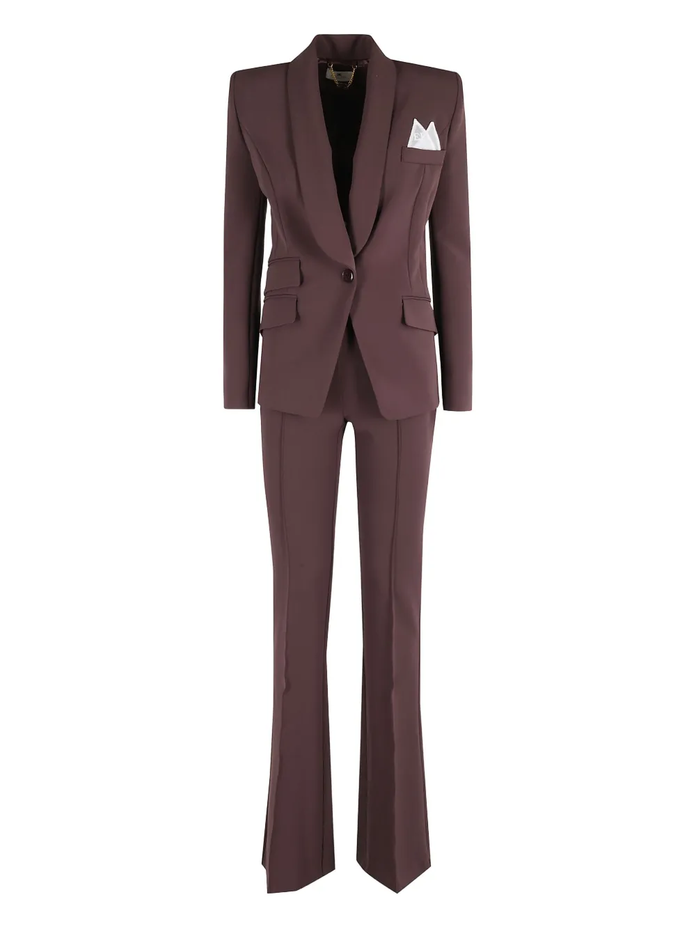 Elisabetta Franchi padded-shoulder welt-pocket suit | Brown | Image 1