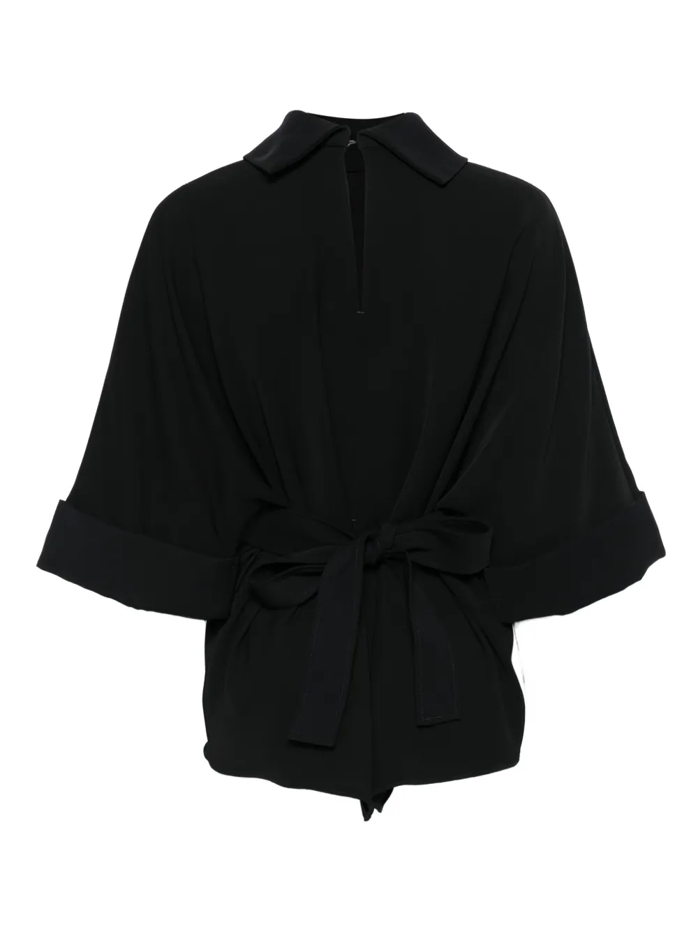 P.A.R.O.S.H. Blouse verfraaid met ceintuur Zwart