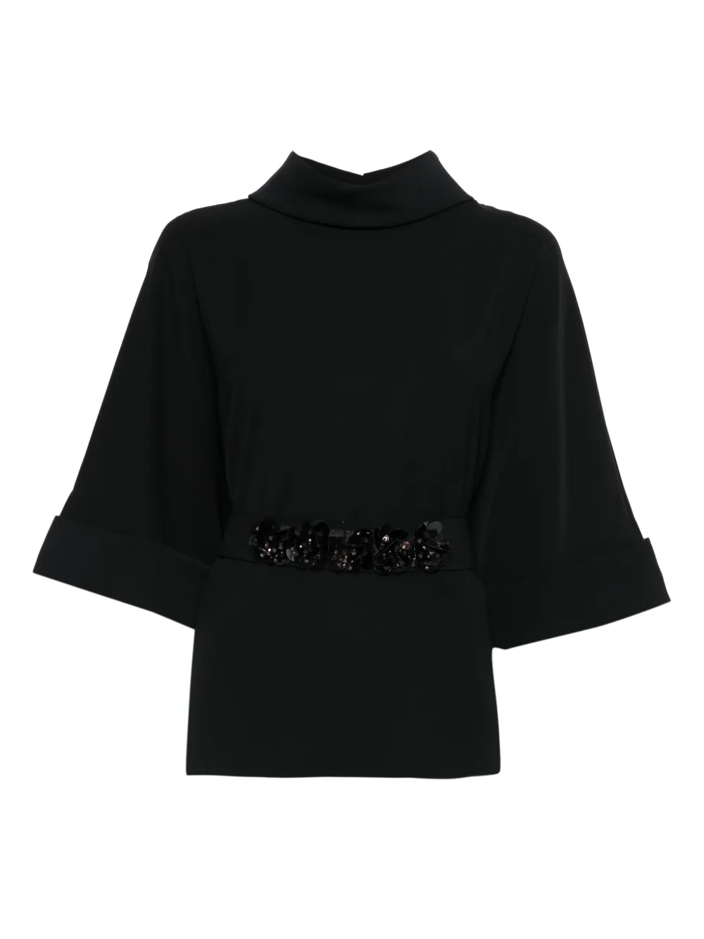 P.A.R.O.S.H. Blouse verfraaid met ceintuur Zwart