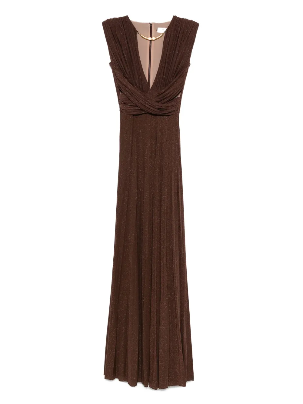 Elisabetta Franchi pleated cross-detail dress Bruin