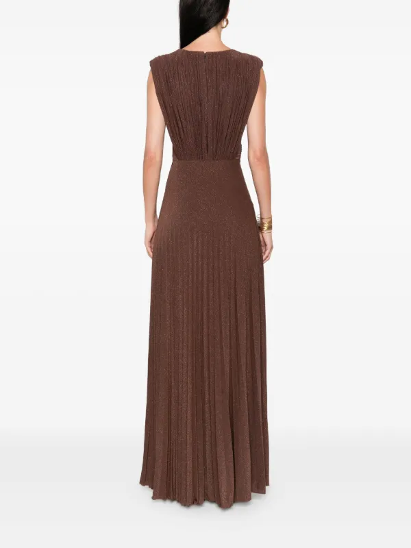ワンピース ELISABETTA FRANCHI Woman Dress Brown AB705 DJ4 Elisabetta Franchi Pleated cross-detail Dress | Brown | FARFETCH