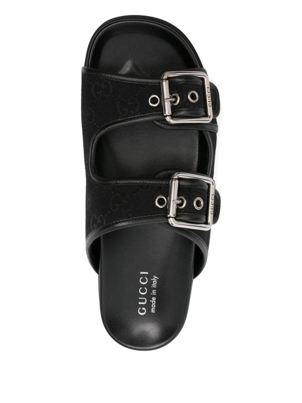 Gucci double-buckle leather sandals Black