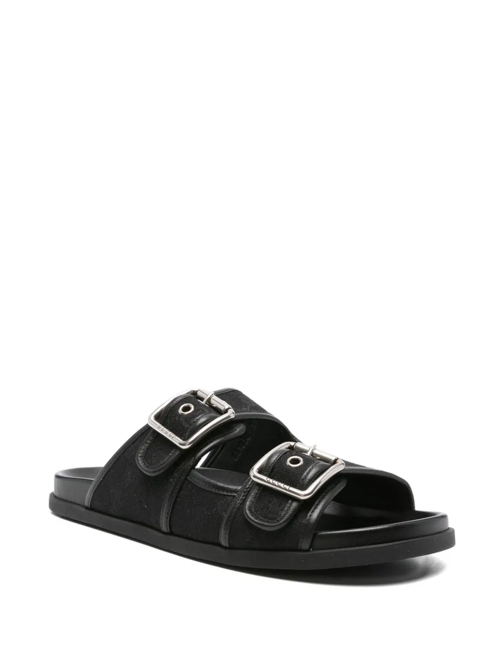 Gucci double-buckle leather sandals Black