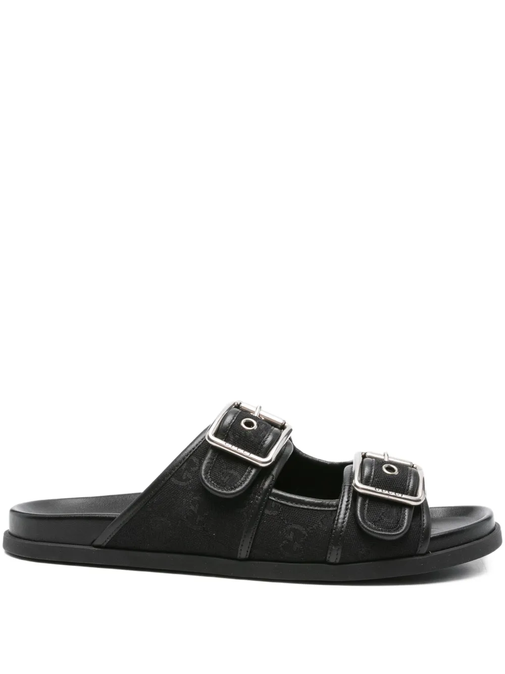Gucci double-buckle leather sandals Black