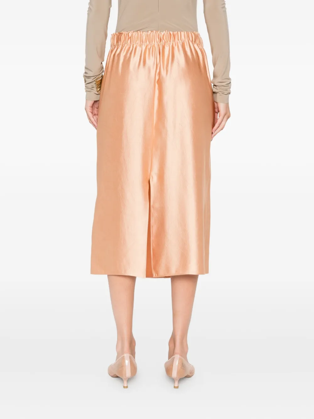 Carven elasticated-waist satin skirt Oranje