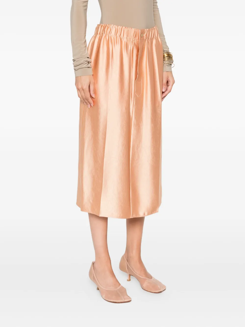 Carven elasticated-waist satin skirt Oranje
