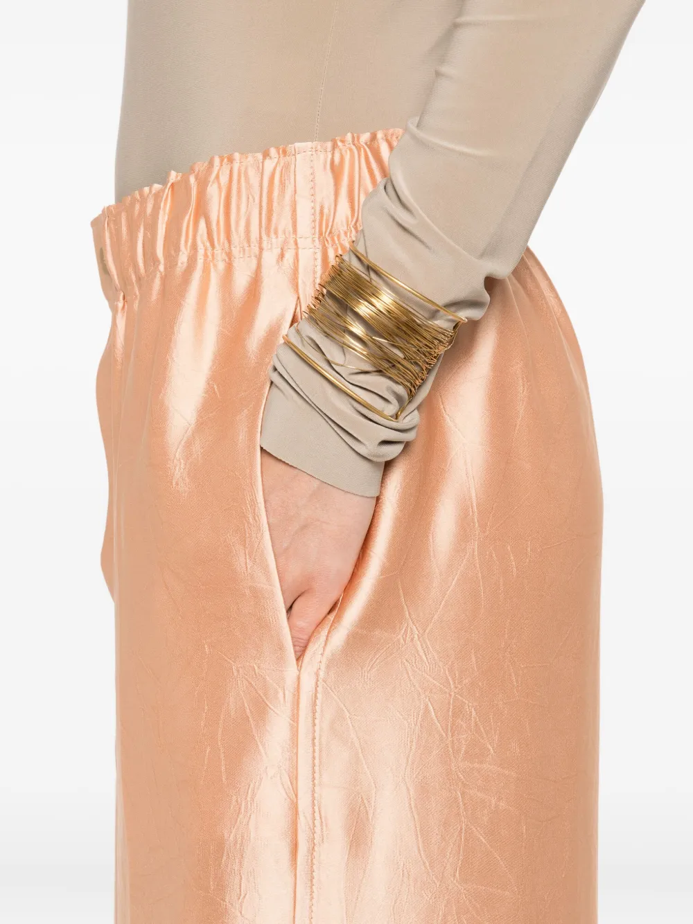 Carven elasticated-waist satin skirt Oranje