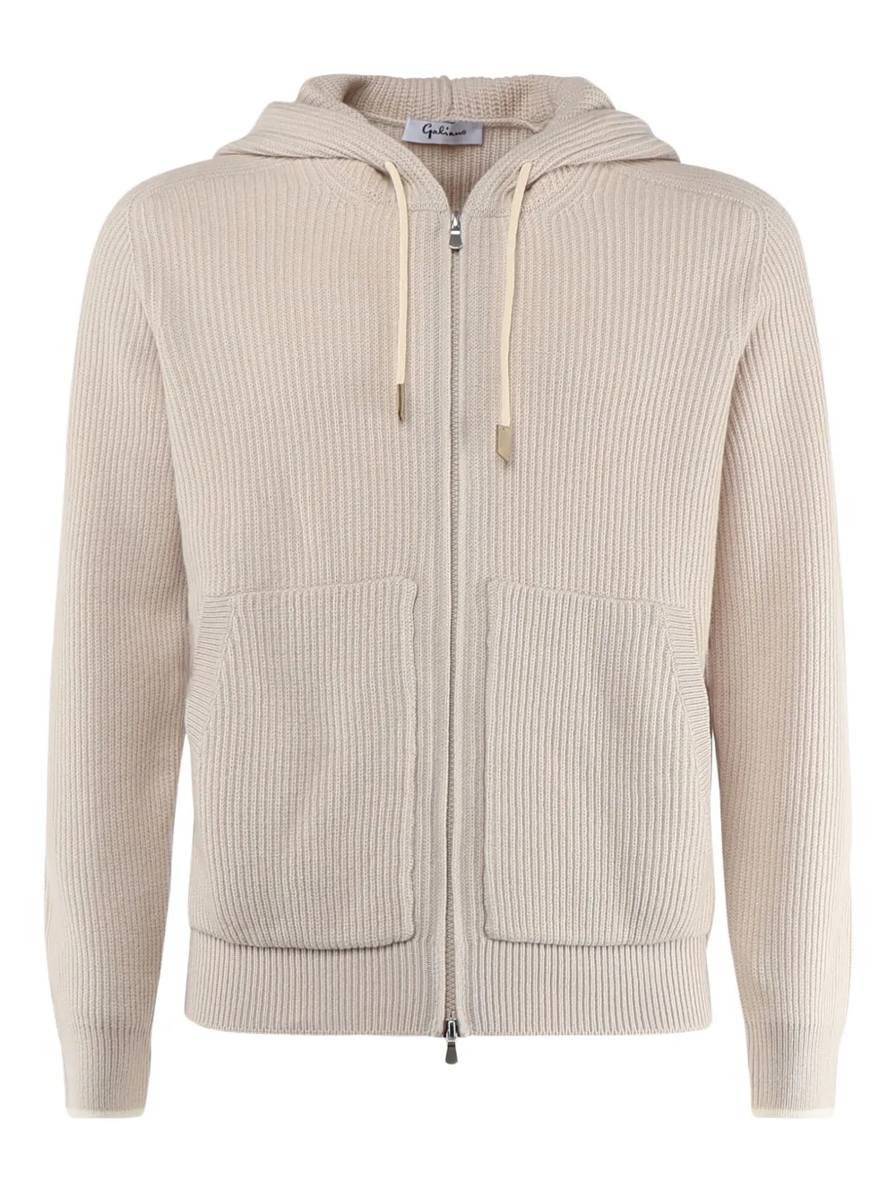 John Galliano hooded zip-fasteing sweater Beige