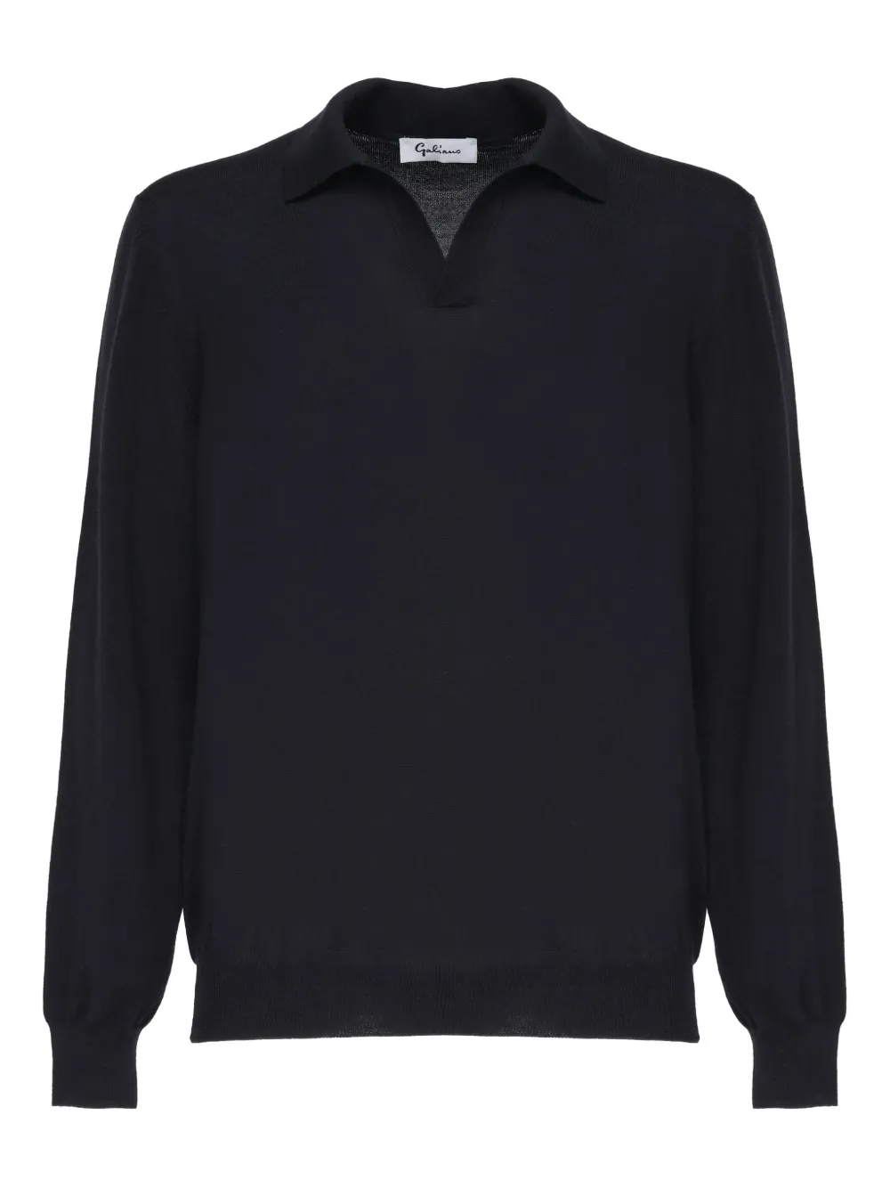 John Galliano Trui met V-hals en geribbelde afwerking Blauw