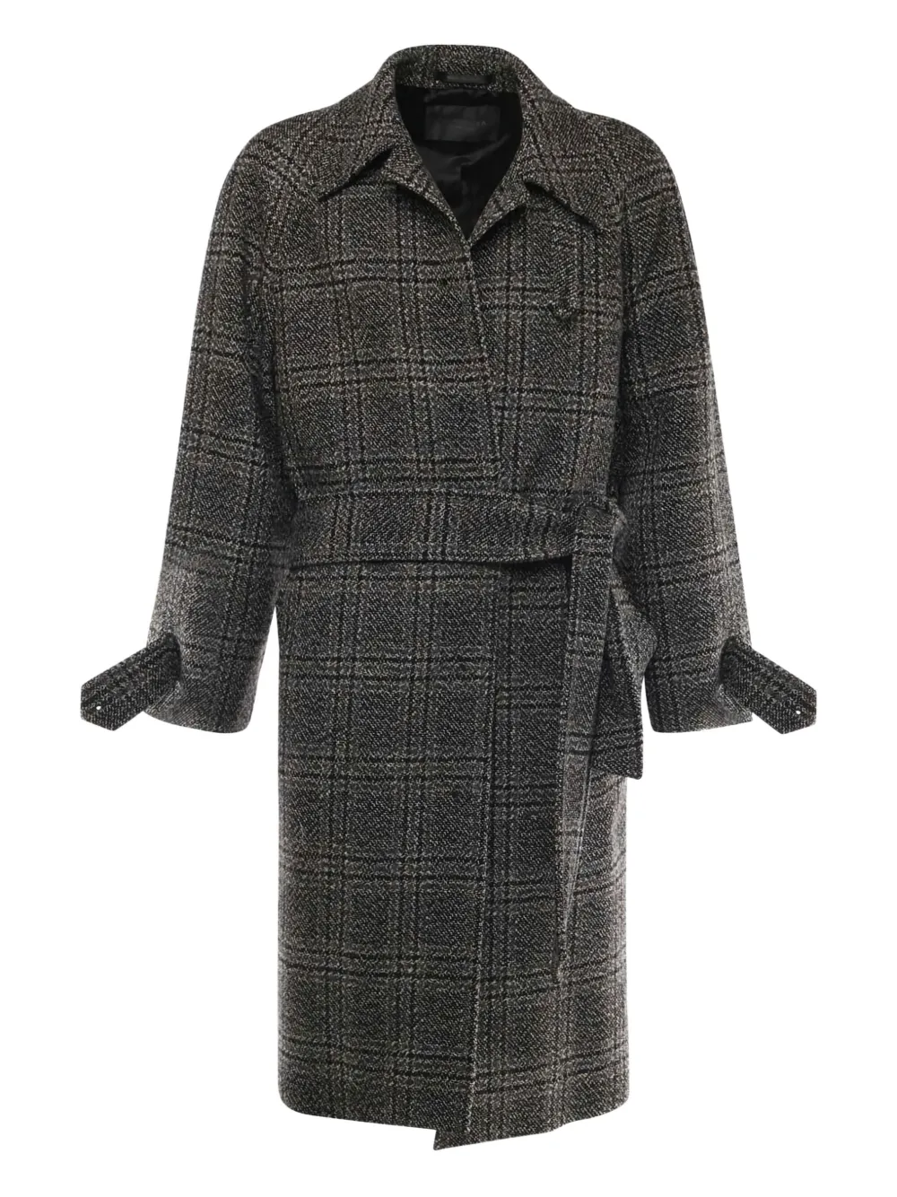Balenciaga One Layer geruite jas met ceintuur Zwart