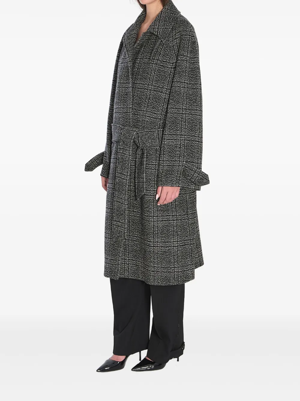 Balenciaga One Layer checked belted coat | Single Breasted Coats | Image 2