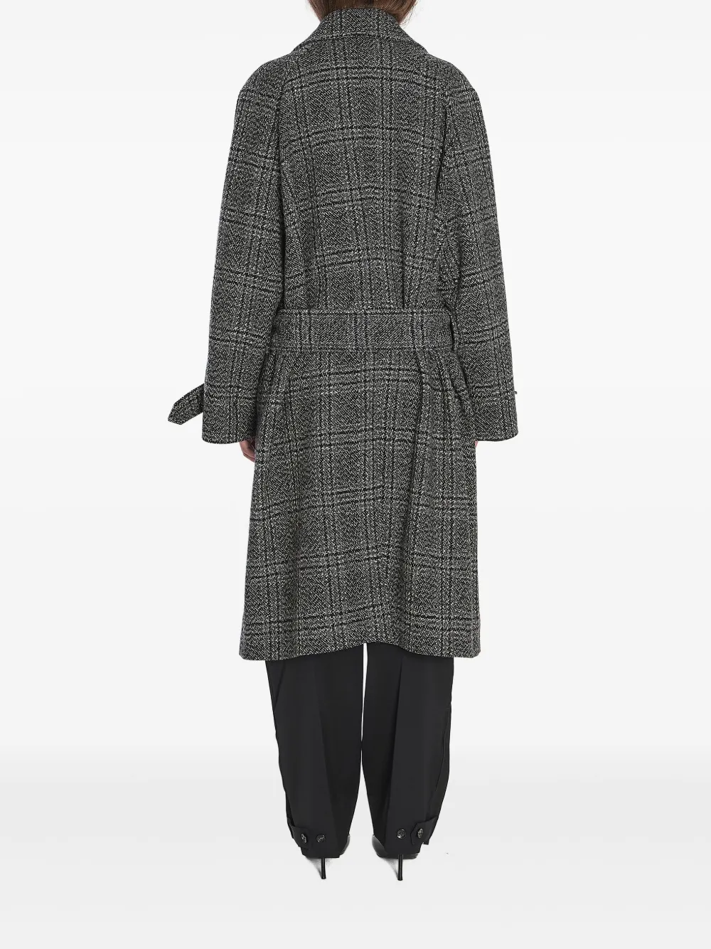 Balenciaga One Layer geruite jas met ceintuur Zwart