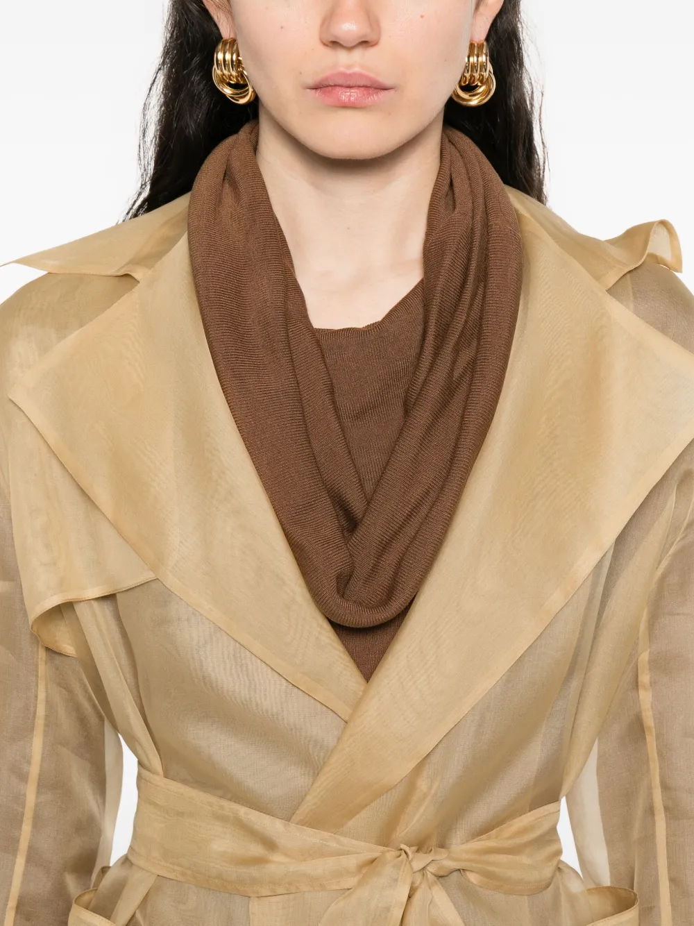 Antonelli belted silk trench coat Beige