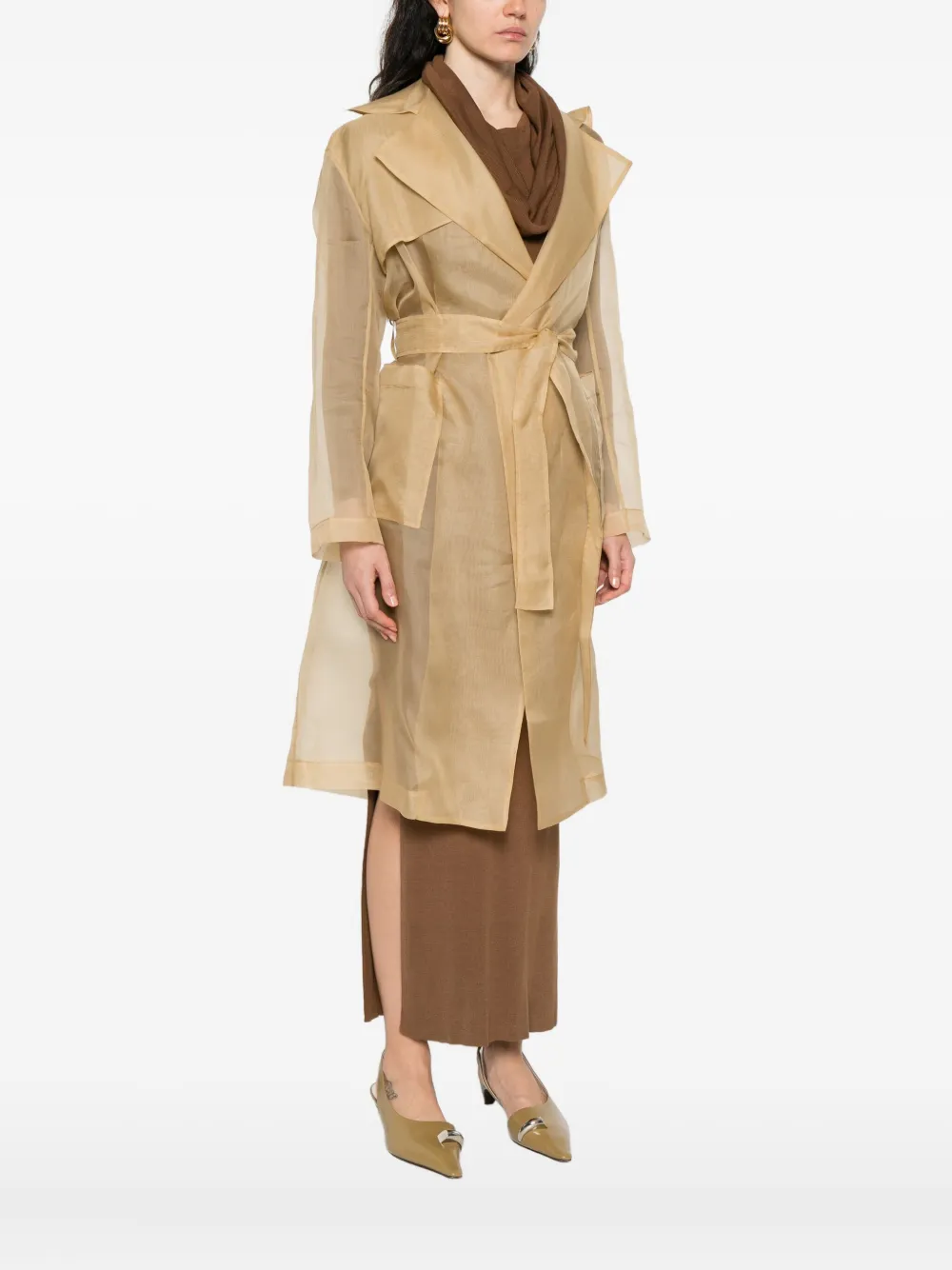 Antonelli belted silk trench coat Beige
