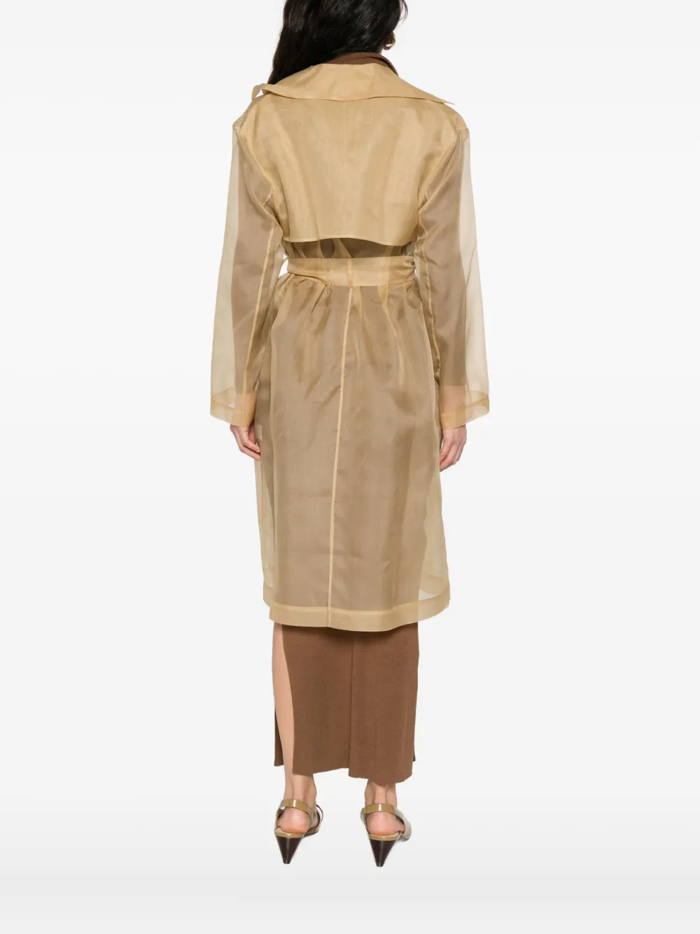 Antonelli belted silk trench coat Beige