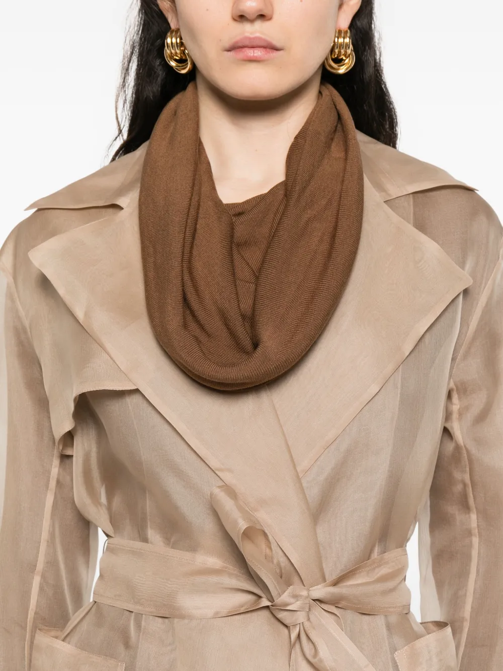 Antonelli belted sheer trench coat Bruin