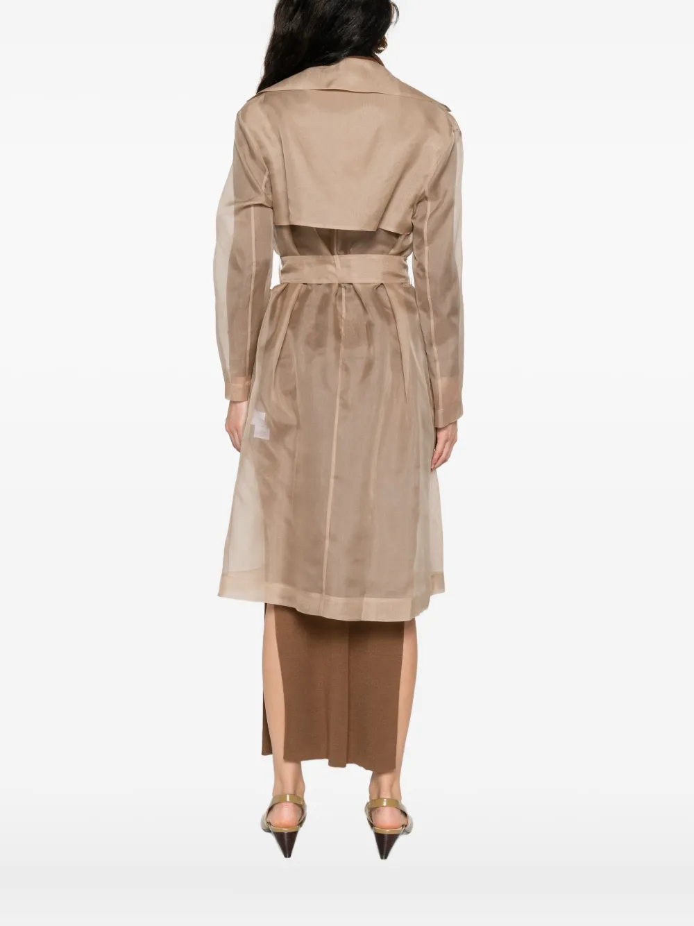 Antonelli belted sheer trench coat Bruin