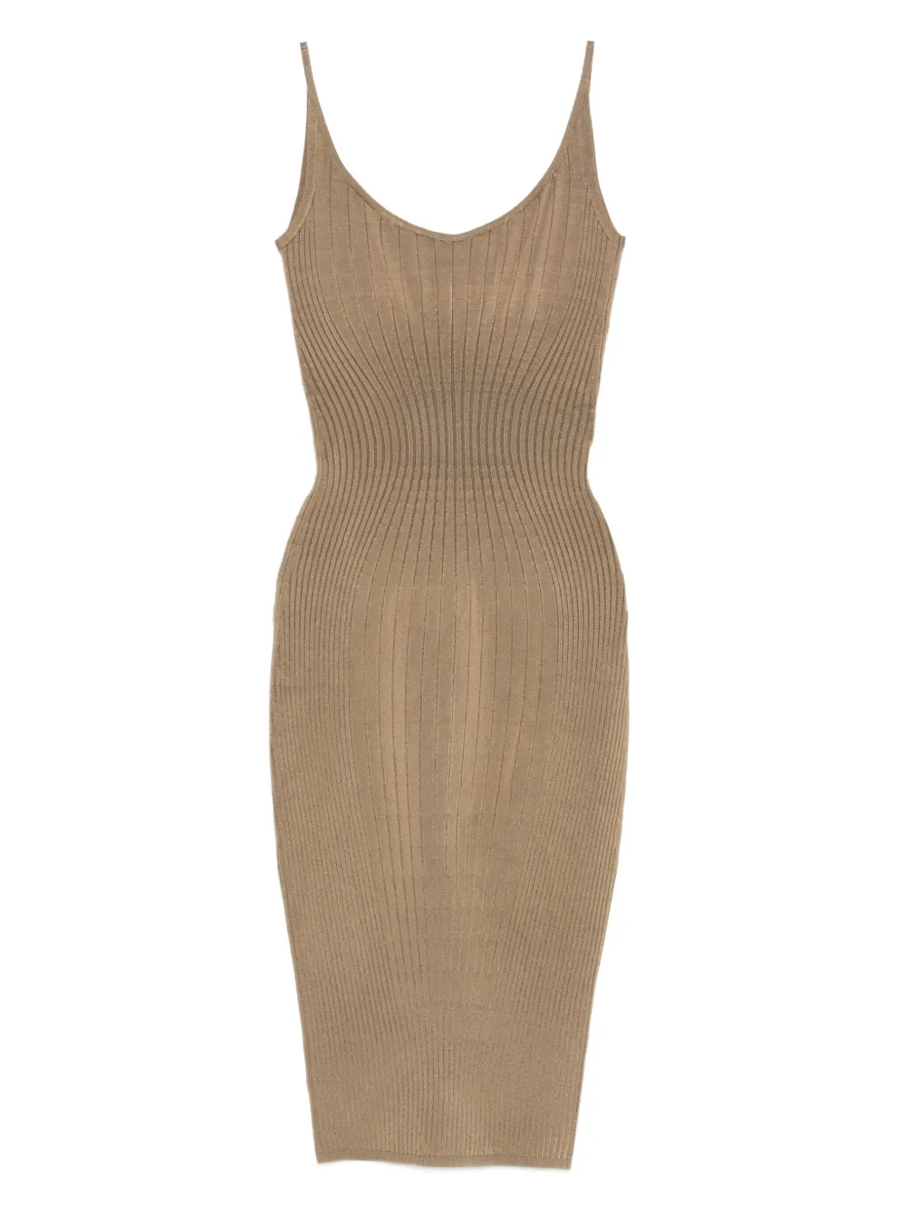 Mugler ribbed spaghetti-strap dress - ニュートラル Mugler ribbed spaghetti-strap dress - ニュートラル