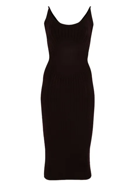 Mugler robe côtelée à coupe mi-longue