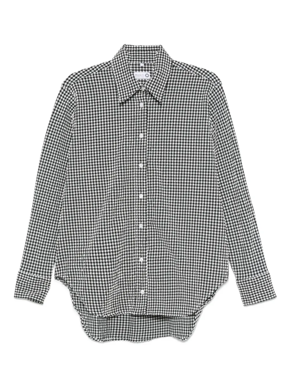 gingham-check shirt