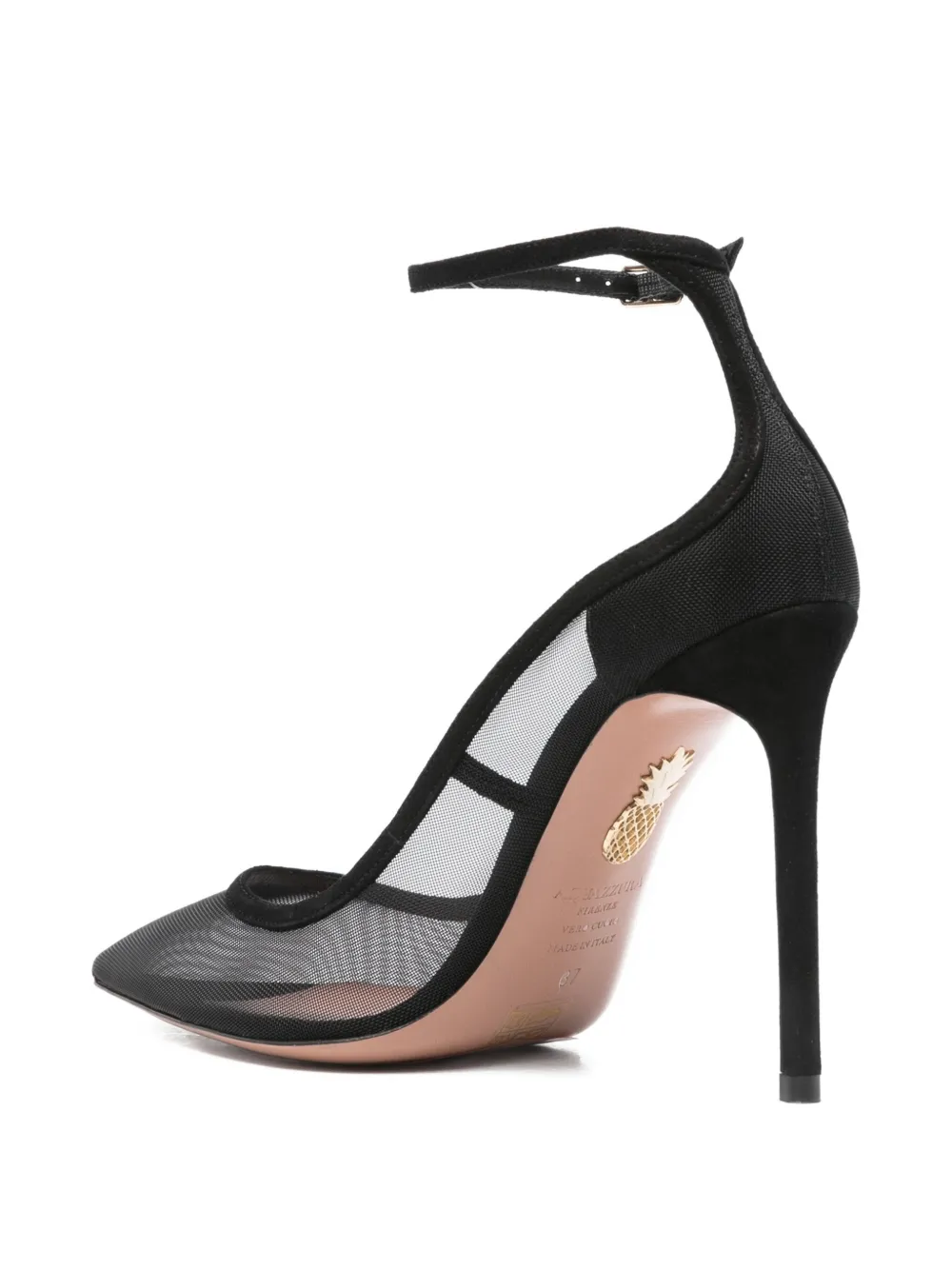 Aquazzura 110mm Love Affair ankle-strap mesh pumps Black