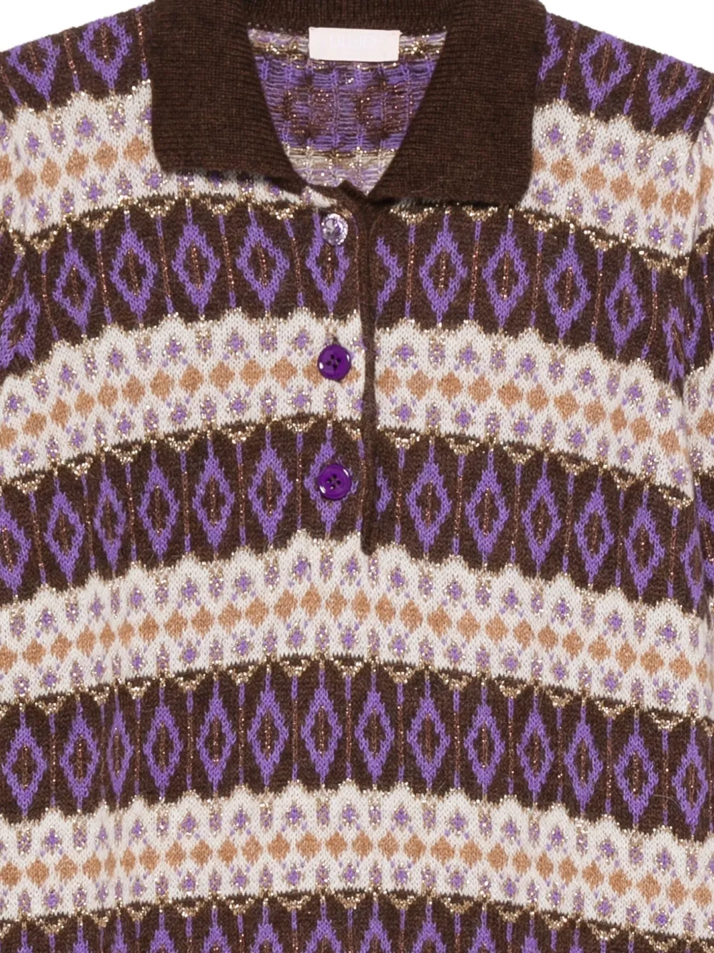 Liu •jo Patterned Collared Polo Shirt In Multi
