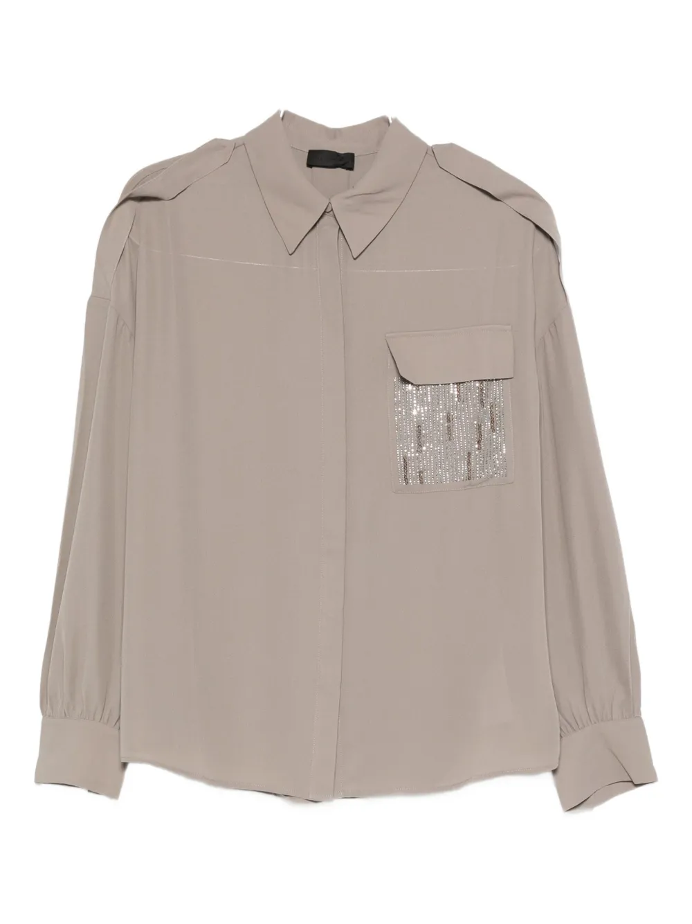 Liu •jo Sequin Pocket Shirt In Gray