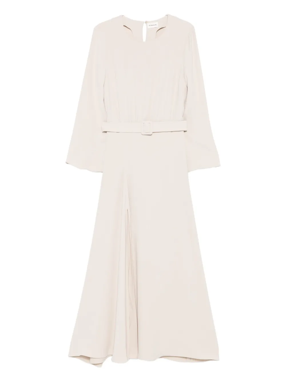 P.a.r.o.s.h Belted Keyhole Neck Dress In Neutral
