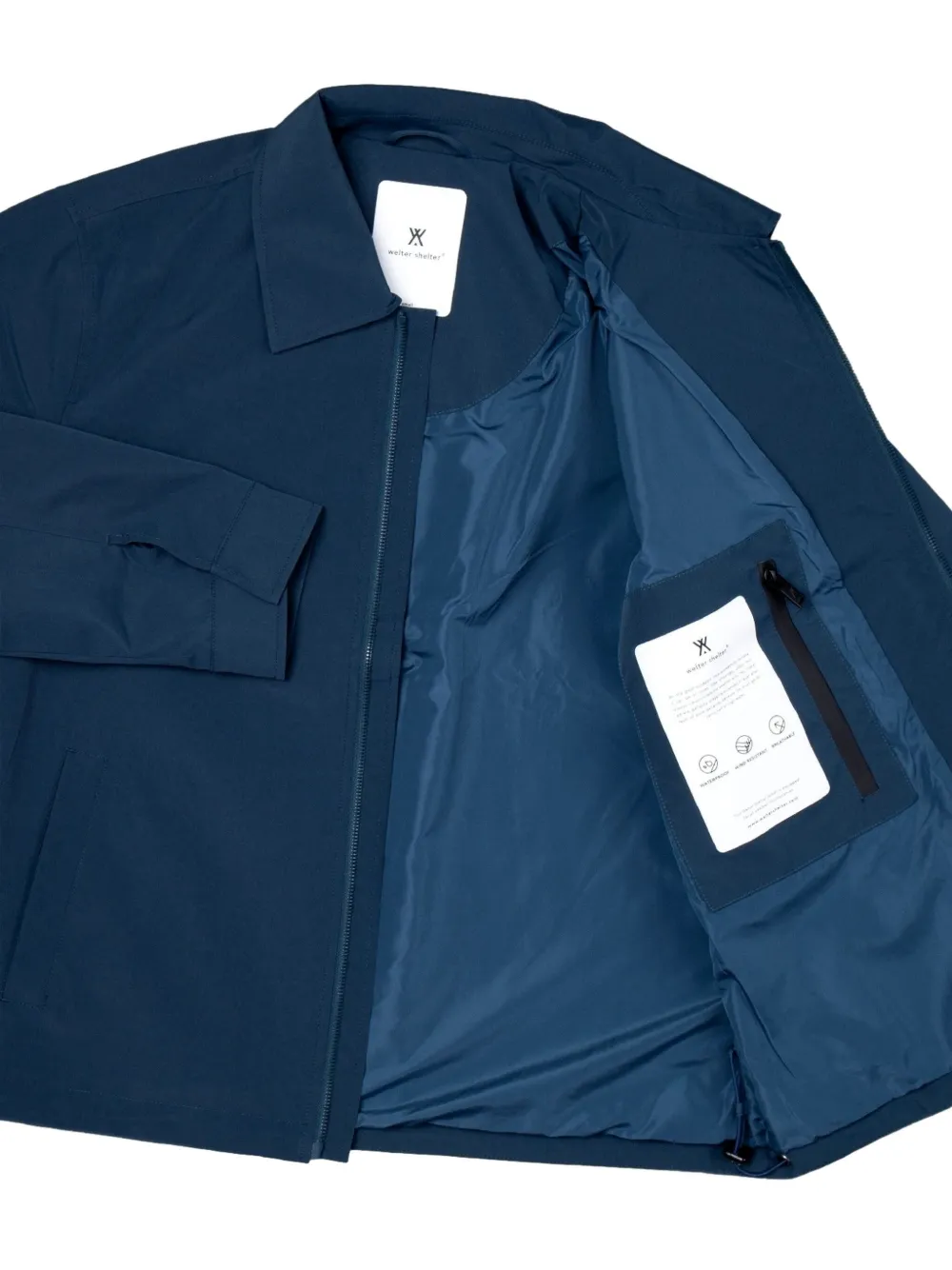Welter Shelter Gekreukt shirtjack met rits Blauw