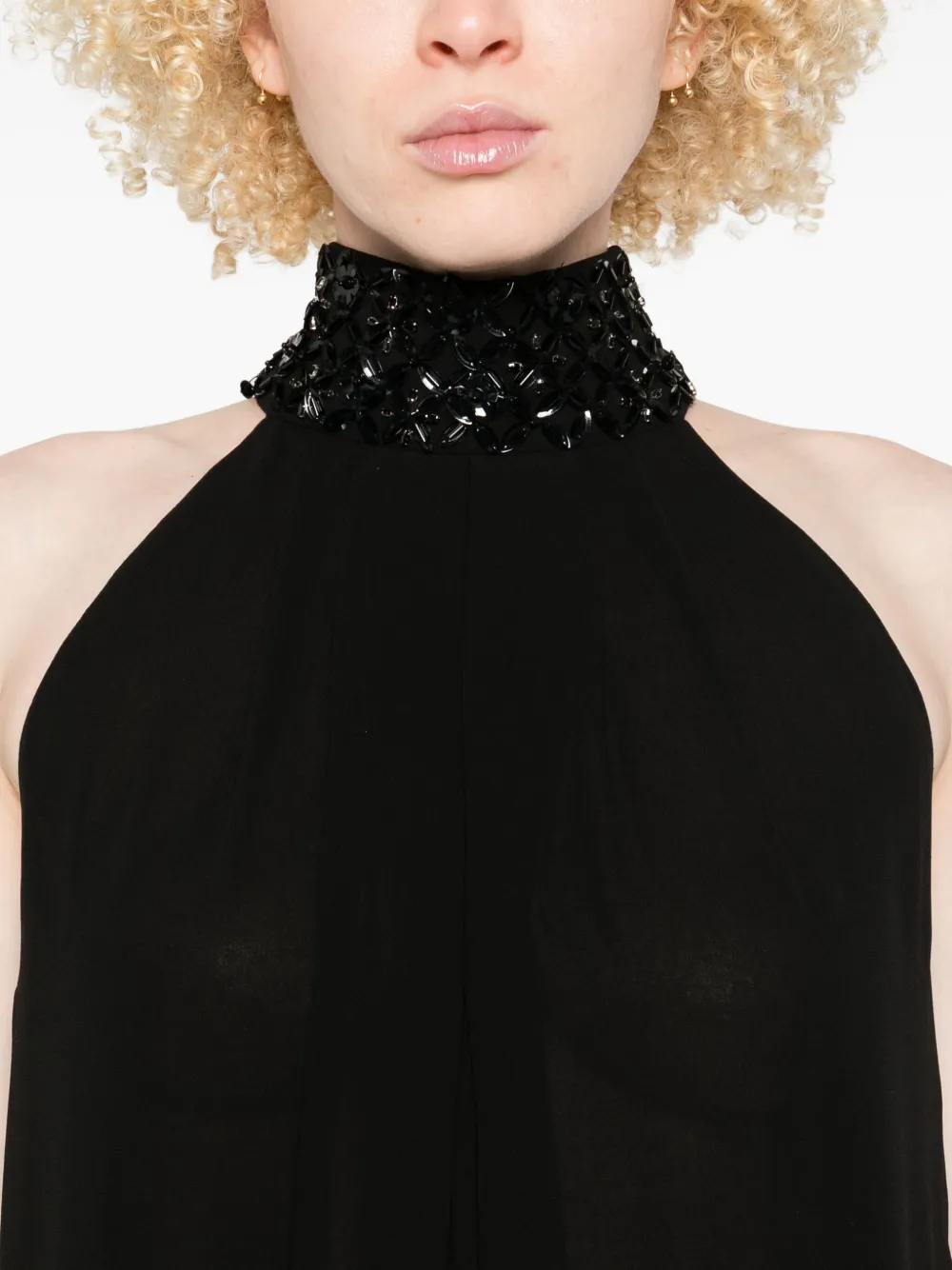 P.a.r.o.s.h Embellished-halterneck Dress In Black