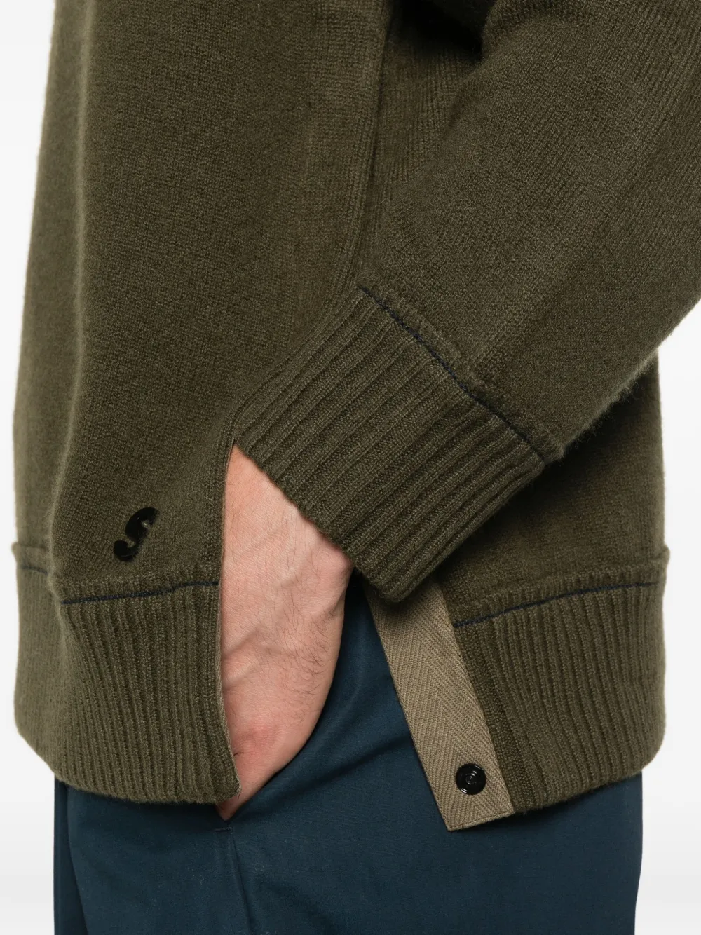 sacai Trui met geribbelde afwerking Groen