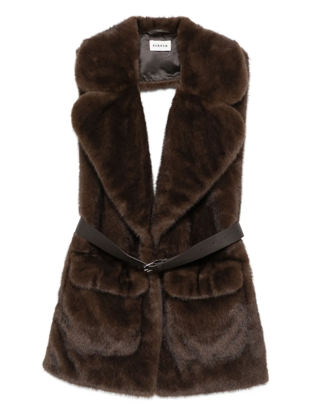 P.a.r.o.s.h Belted Gilet In Brown