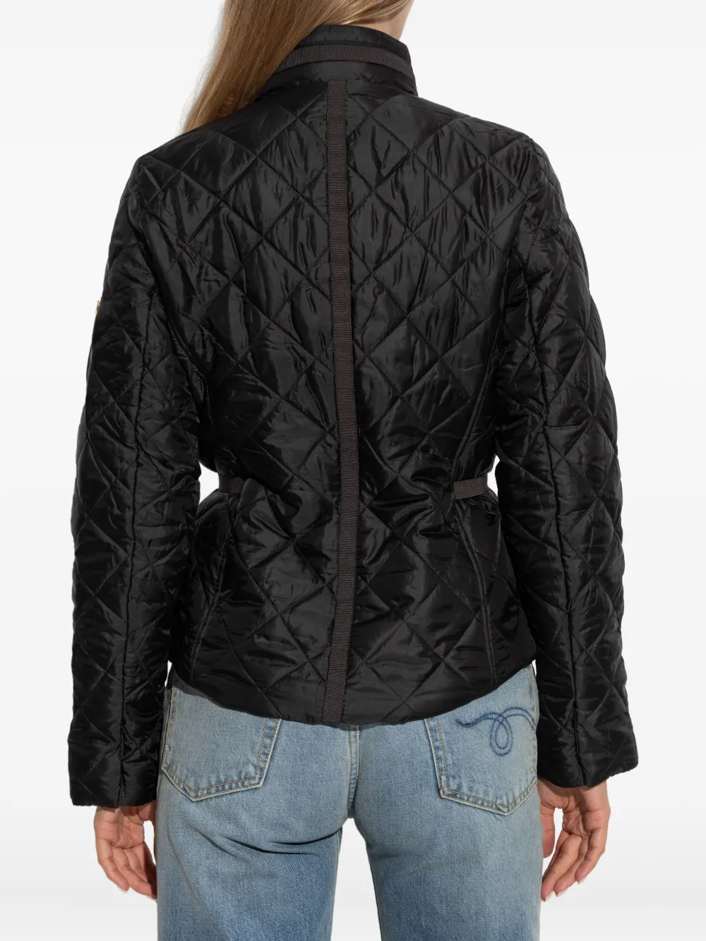 Michael Kors diamond-pattern quilted jacket Zwart