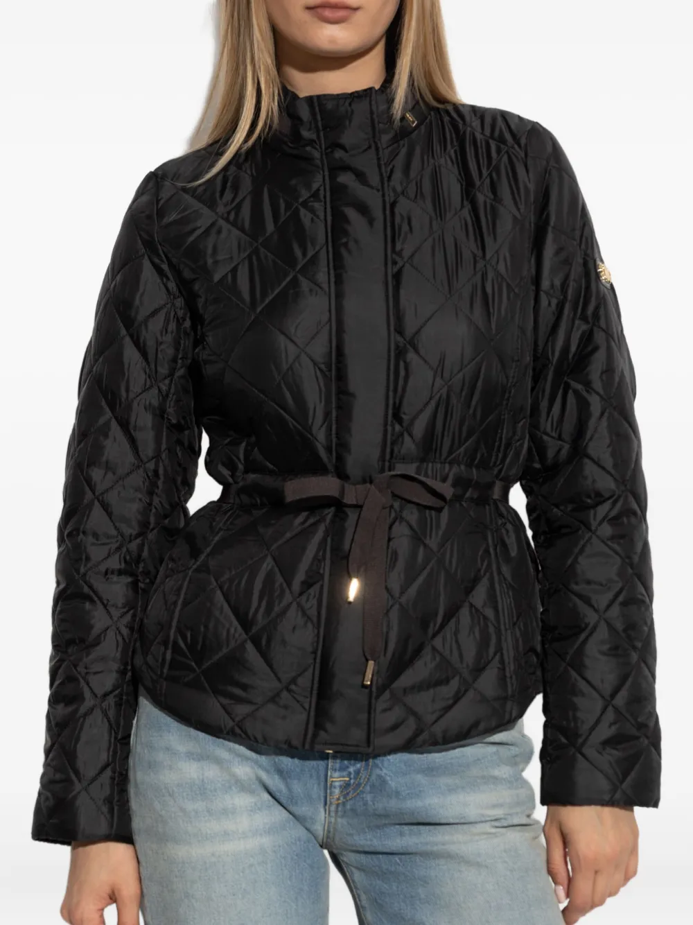 Michael Kors diamond-pattern quilted jacket Zwart