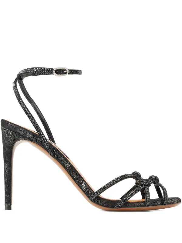 Ralph Lauren Collection 95mm Crystal-embellished Knotted Sandals in Black