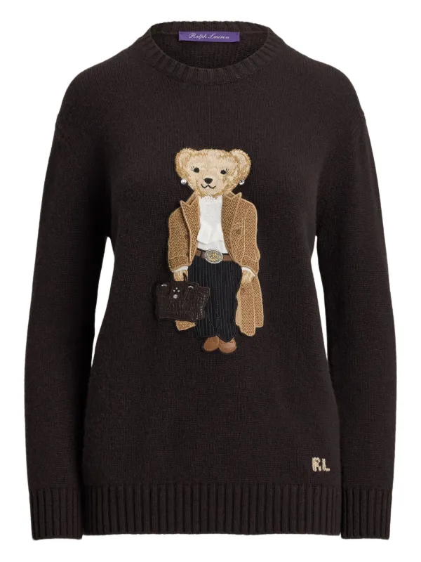 Ralph Lauren Collection Polo Bear Cashmere Sweater Brown