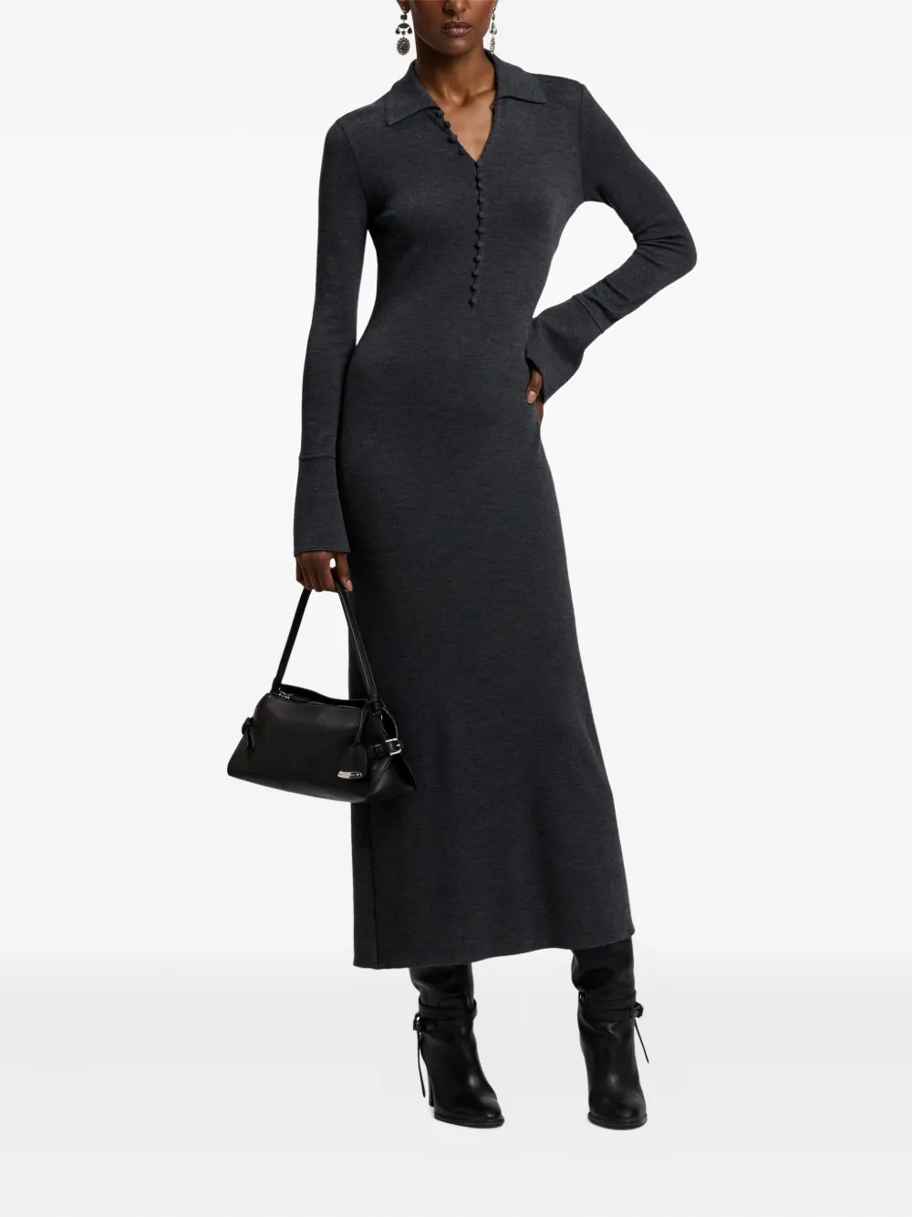 Ralph Lauren Collection Flared midi-jurk met knopen Grijs