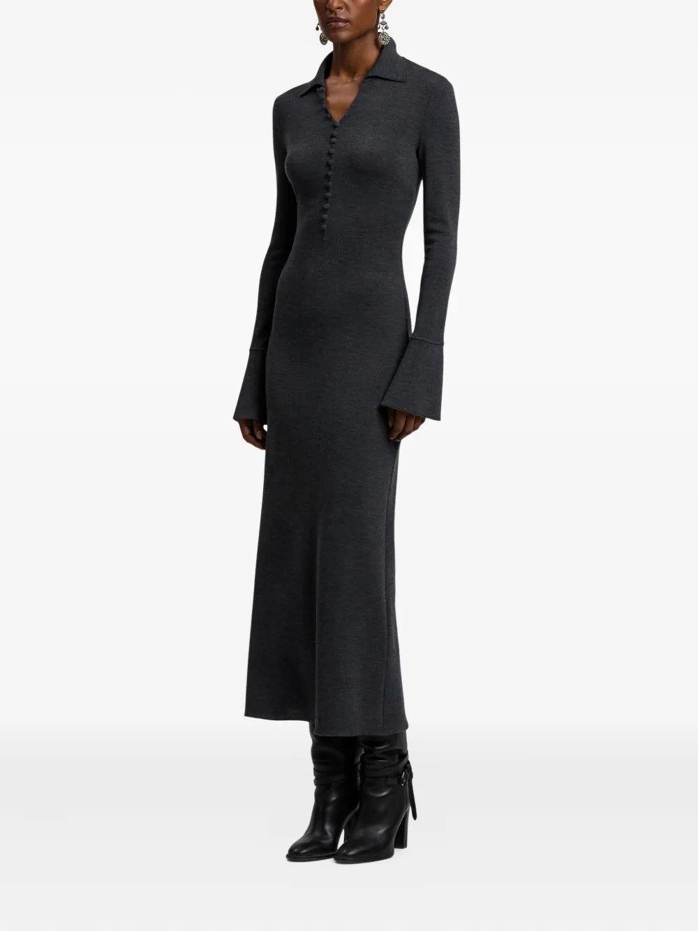 Ralph Lauren Collection Flared midi-jurk met knopen Grijs