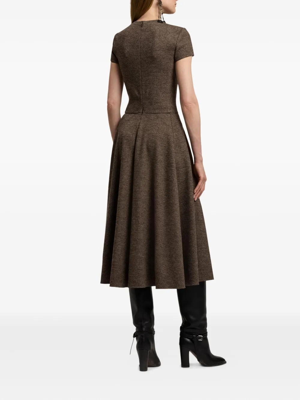 Ralph Lauren Collection Margaret midi-jurk met korte mouwen Bruin