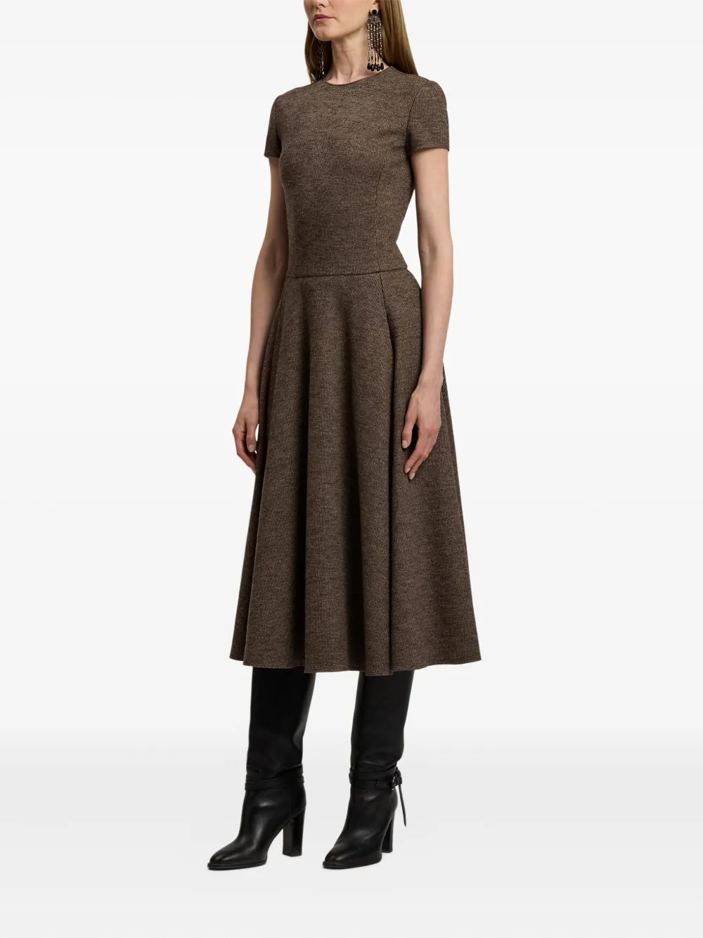 Ralph Lauren Collection Margaret midi-jurk met korte mouwen Bruin