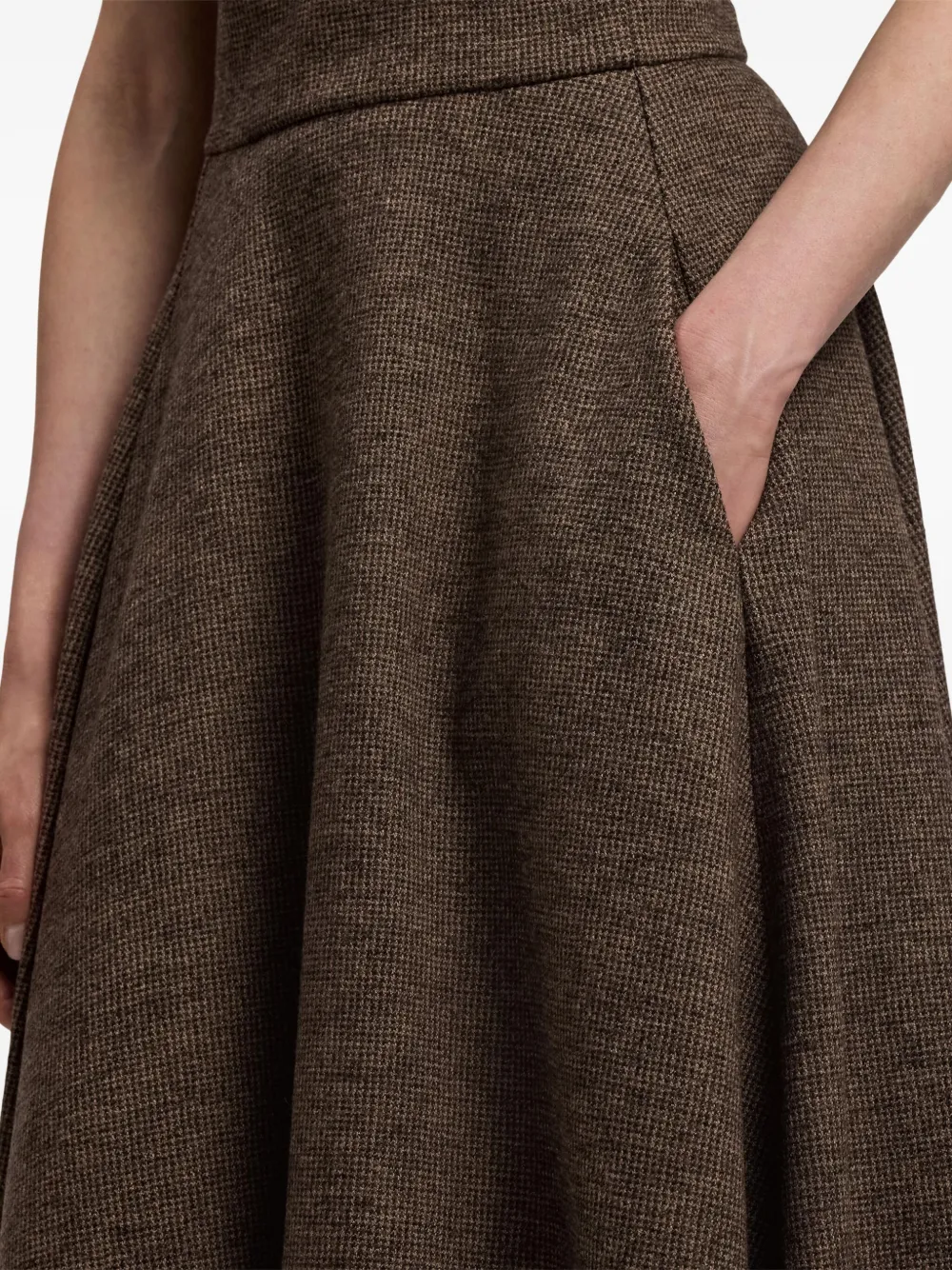 Ralph Lauren Collection Margaret midi-jurk met korte mouwen Bruin