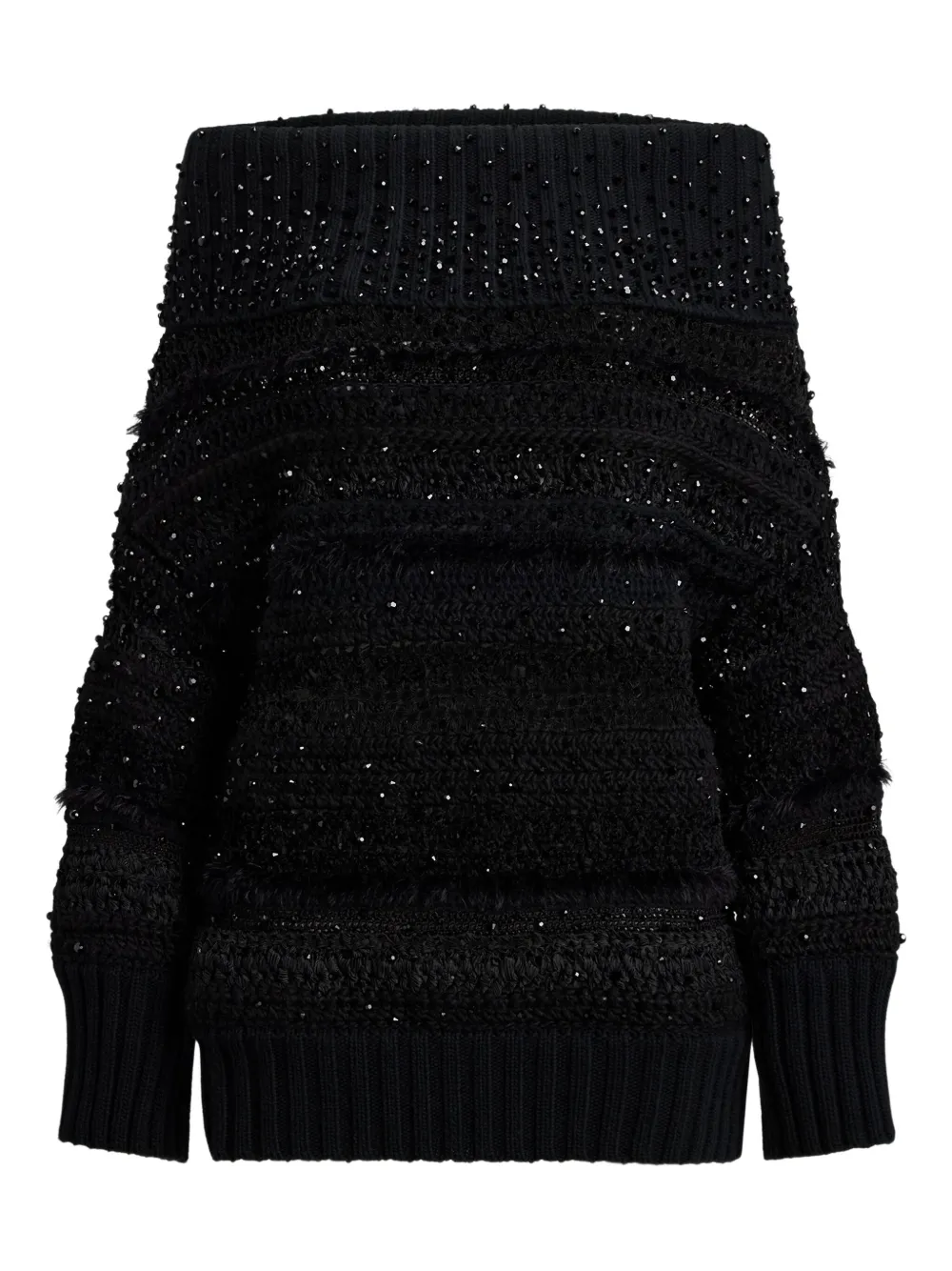 Ralph Lauren Collection Verfraaide off-shoulder trui Zwart