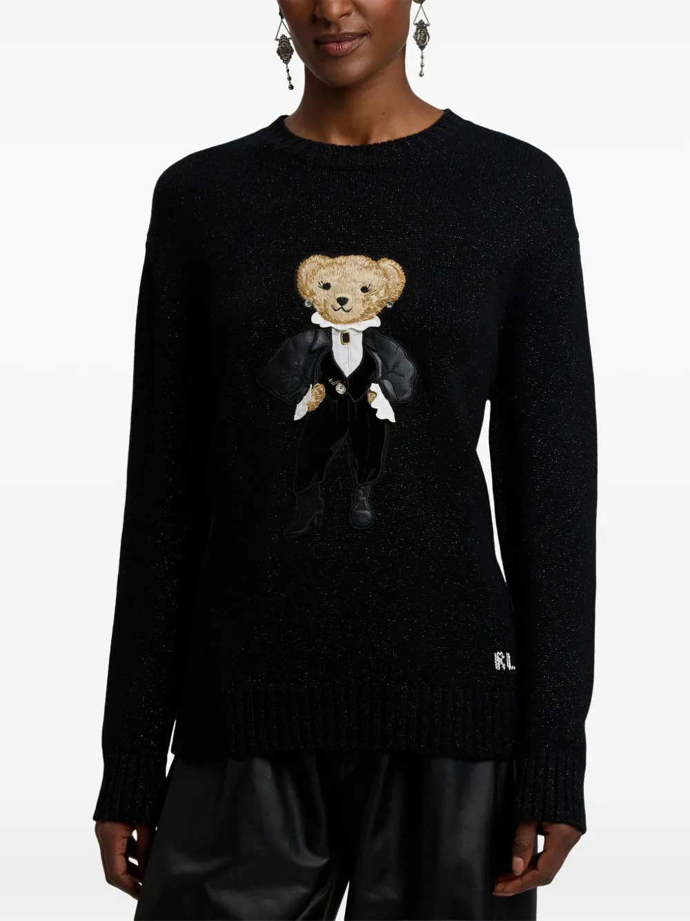 Ralph Lauren Collection Trui met metallic beer Zwart